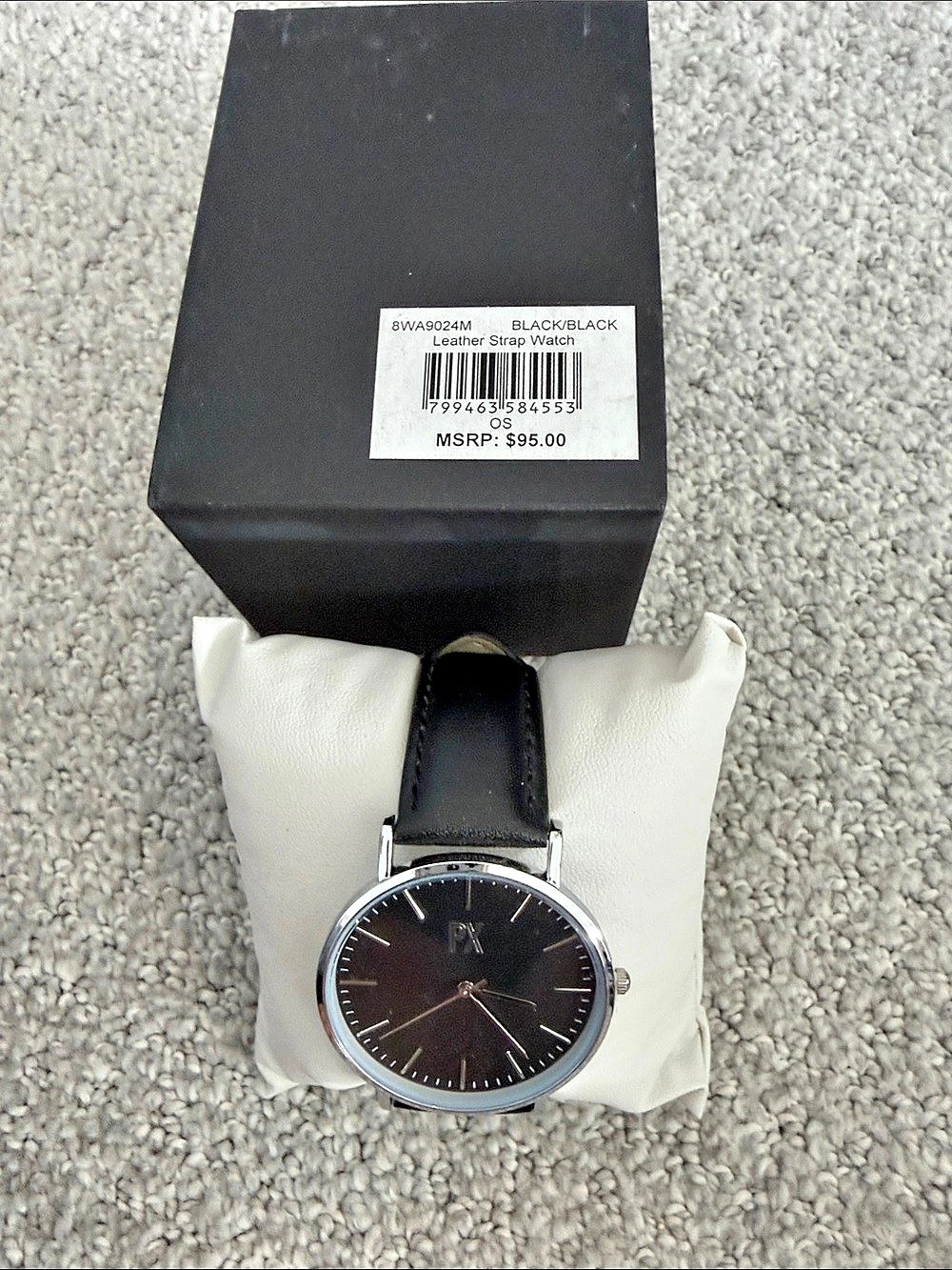 PXN Leather Strap Watch Black Silver Leather Strap Like New